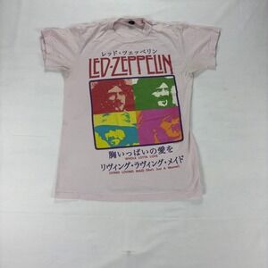 Led Zeppelin Japanese Text Graphic Band Tee Shirt Small Light Pink Tultex